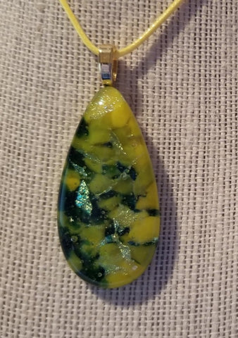 Yellow and Green Sparkling Teardrop Pendant