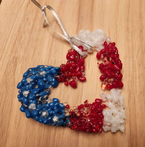 Patriotic Red White and Blue Heart Ornament