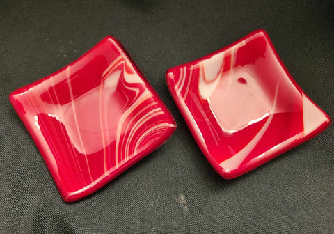 3" Red Swirl Trinket Dishes
