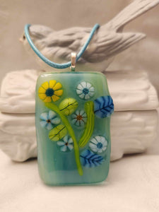 Sweet Green and Blue Floral Pendant