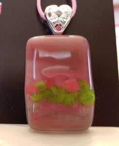 Pink Pendant with Green Accents