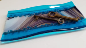 Turquoise and Purple Waved Glass Tray
