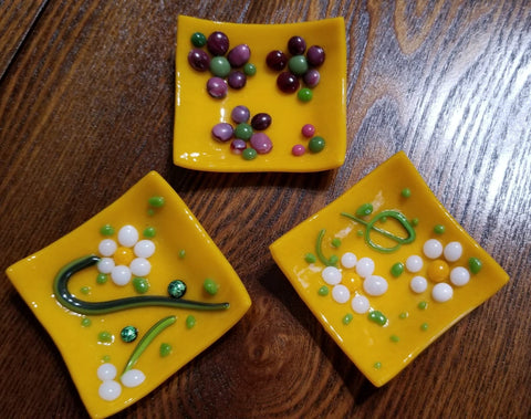 Yellow Floral Trinket Dishes