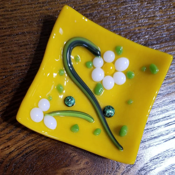 Yellow Floral Trinket Dishes
