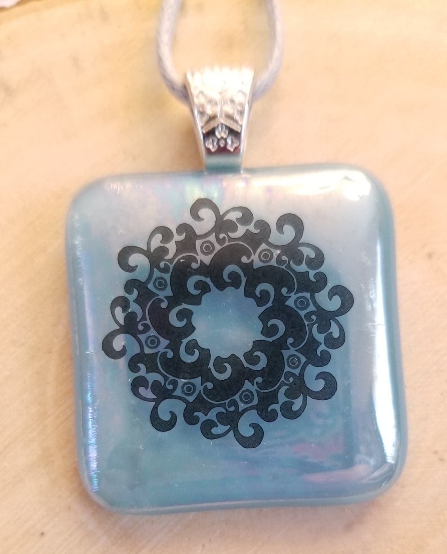Iridescent Blue Mandala Pendant