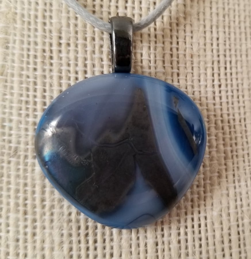 Blue and Silver Wave Pendant