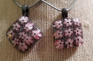 Gray With Pink Flowers Pendants