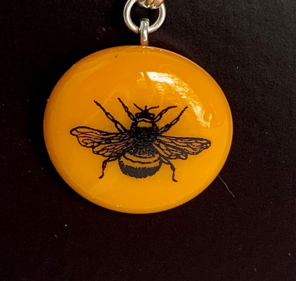 Honey yellow round bee pendant