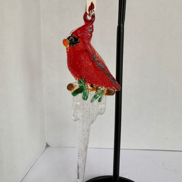Long cardinal icicle ornament
